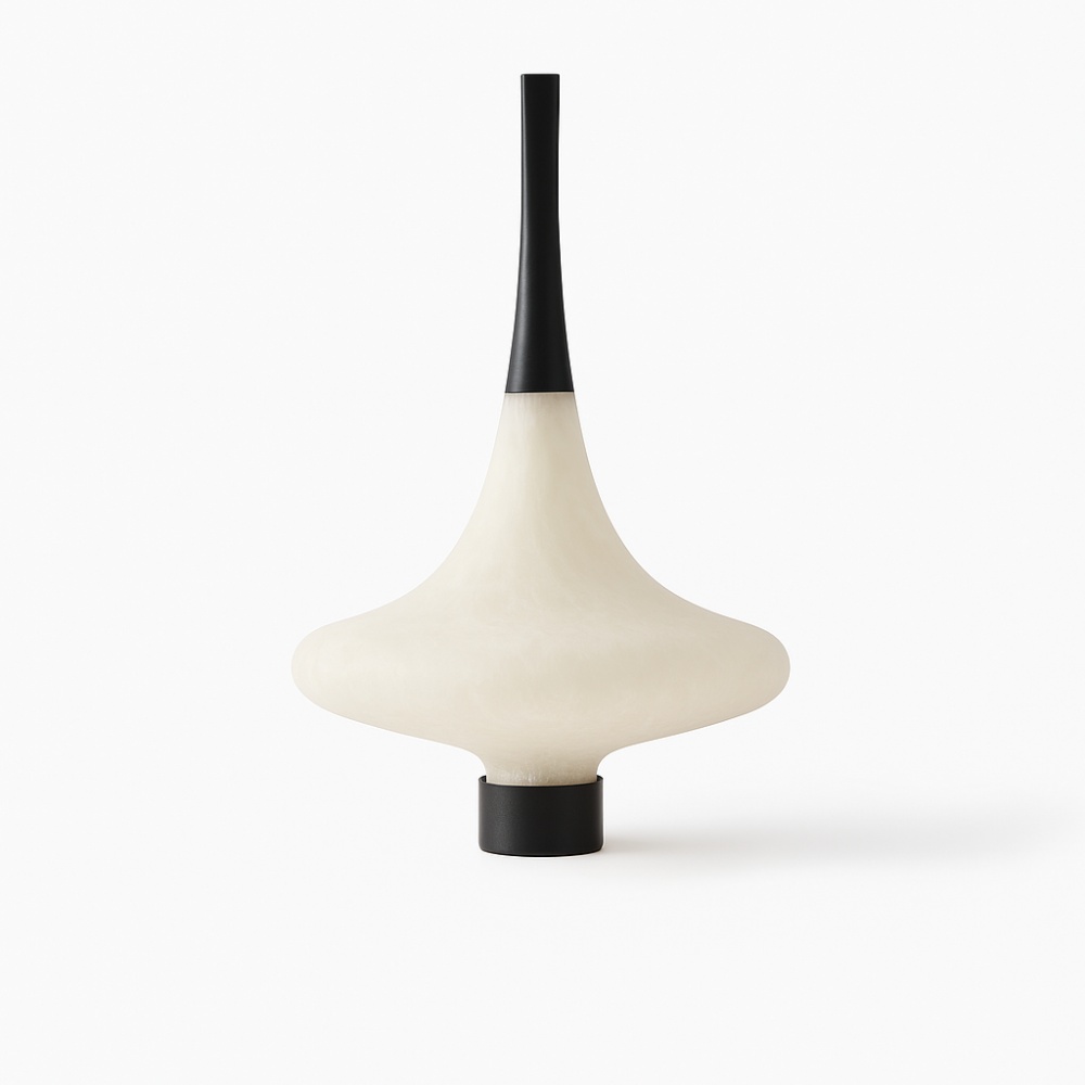 Lampă de birou Dix din Cloud Stone și aluminiu – design sculptural cu lumină LED difuză