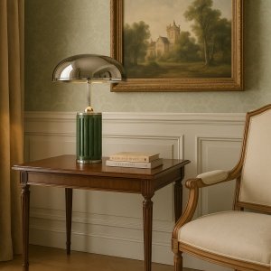 Lampă de masă Sage din marmură verde și metal – design elegant