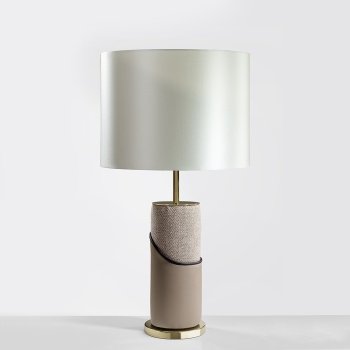 Lampă de masă Colunex din piele și material textil – design elegant și modern
