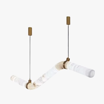 Pendul Linear Astra – corp de iluminat suspendat din piatră naturală și piele