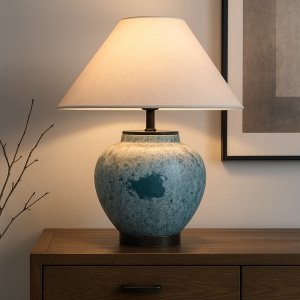 Lampa Pate – Eleganță ceramică cu abajur textil | Homedit