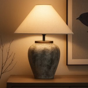 Lampa Titan – Lampa ceramică înaltă cu abajur textil| Homedit