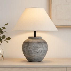 Lampă ceramică Volerra cu abajur textil – iluminat elegant pentru casă