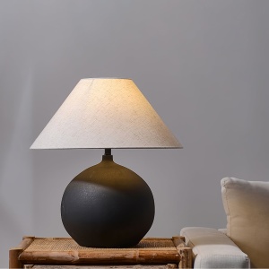 Lampă Lebes ceramică cu abajur textil – design elegant pentru living și dormitor