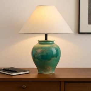 Lampă ceramică Muze cu abajur textil – design elegant| Homedit