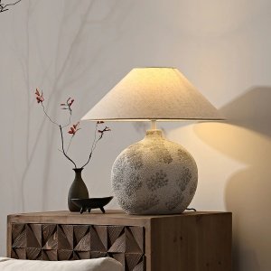 Lampă ceramică Mark cu abajur textil – iluminat decorativ| HOMEDIT
