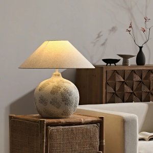 Lampă ceramică Mark cu abajur textil – iluminat decorativ| HOMEDIT