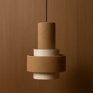 Lampa suspendată Duo din sfoară și material textil | Homedit