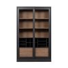 Bibliotecă Pines din lemn masiv de pin – design modern cu uși din sticlă Bibliotecă Pines din lemn masiv de pin – design modern cu uși din sticlă