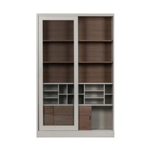 Bibliotecă Pines din lemn masiv de pin – design modern cu uși din sticlă