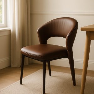 Scaun Decco, piele maro, 78 (46) x 53 x 56 cm, Homedit