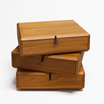 Noptiera Light Walnut, cu sertare rotative Opus, 50 x 40 x 50 cm, Homedit