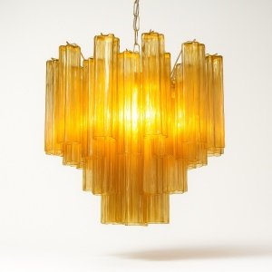 Candelabru Texer iluminat statement din sticlă aurie | Homedit