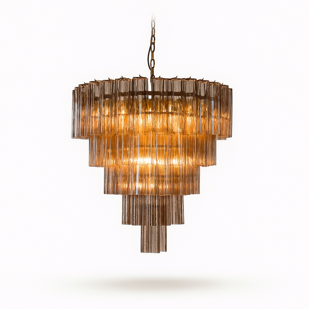 Candelabru Bando design în trepte din sticlă fumurie | Homedit