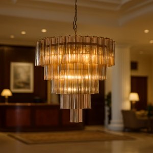 Candelabru Bando design în trepte din sticlă fumurie | Homedit