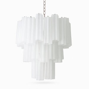 Candelabru Crissy design în trepte din sticlă albă | Homedit