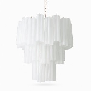 Candelabru Crissy design în trepte din sticlă albă | Homedit