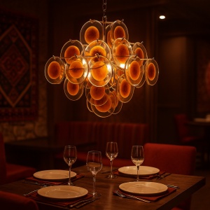 candelabru solaris, elemente din sticla si metalice, homedit