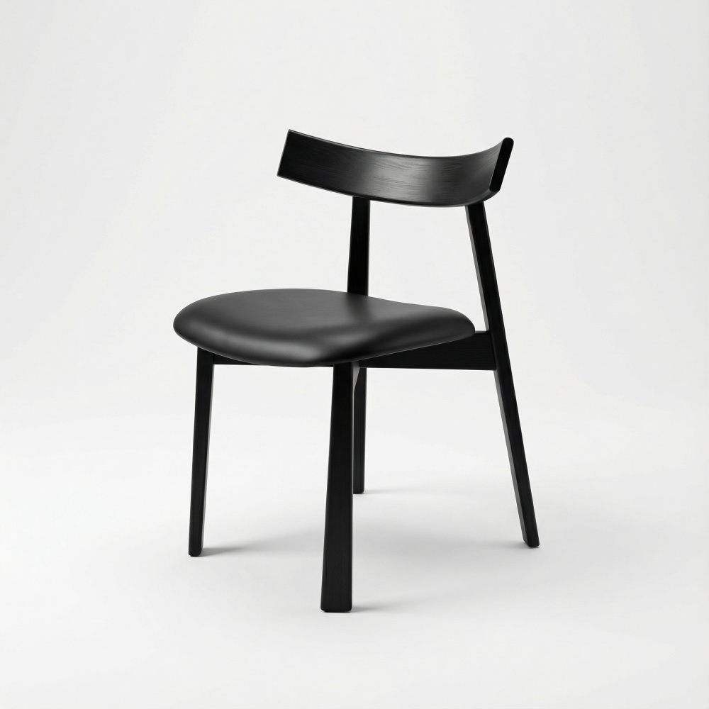 Scaun premium Golian din lemn masiv, piele negru, Homedit