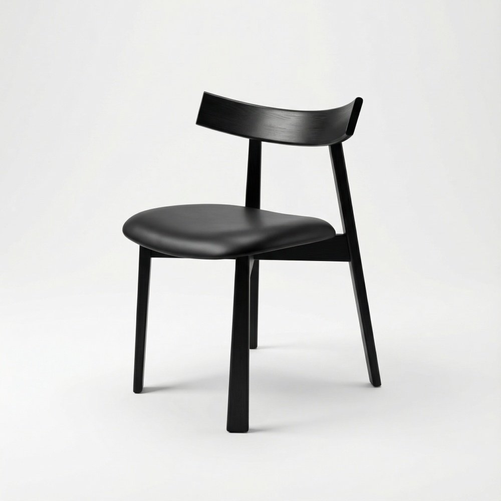 Scaun premium Golian din lemn masiv, piele negru, Homedit