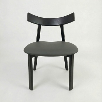 Scaun premium Golian din lemn masiv, piele gri, Homedit