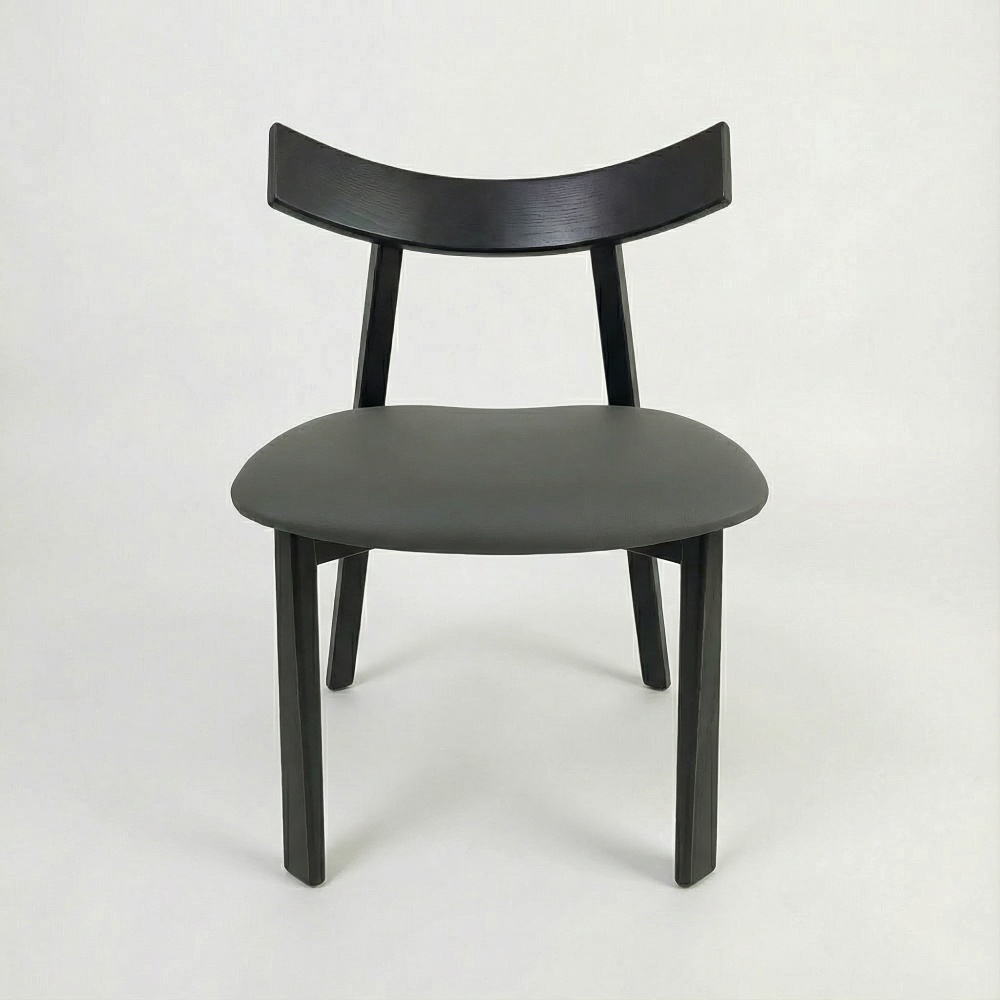 Scaun premium Golian din lemn masiv, piele gri, Homedit