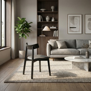 Scaun premium Golian din lemn masiv, piele gri, Homedit