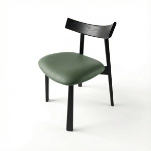 Scaun premium Golian din lemn masiv, piele verde, Homedit