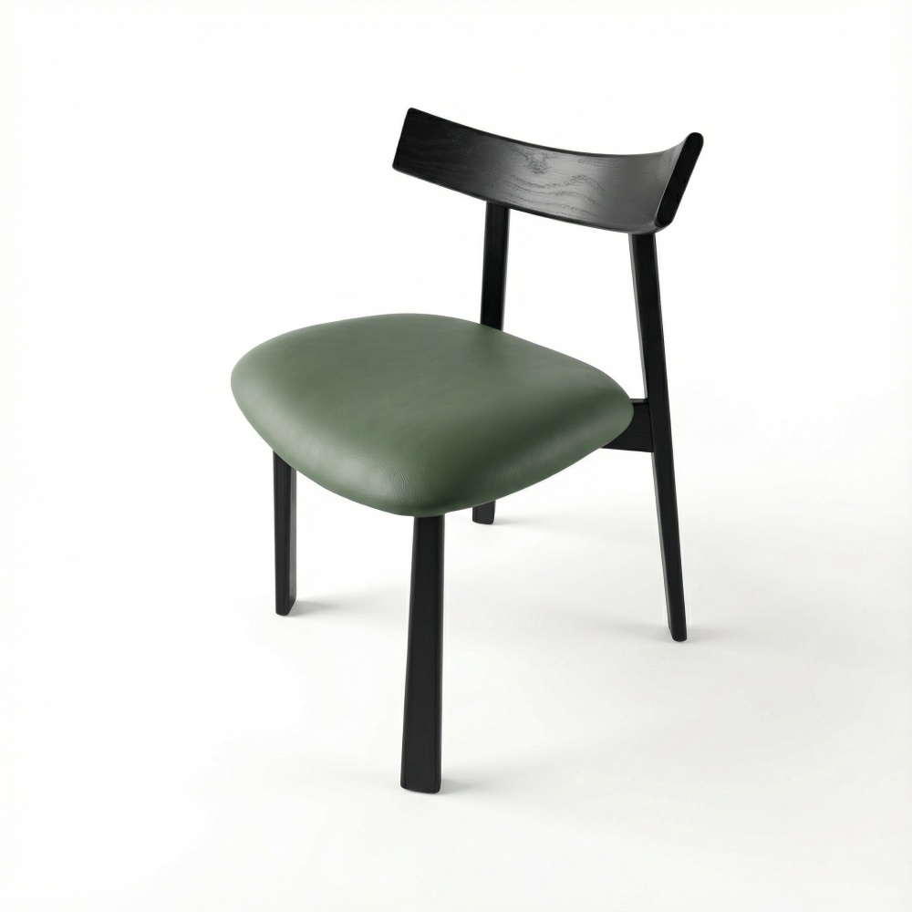 Scaun premium Golian din lemn masiv, piele verde, Homedit