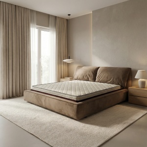 Pat catifea anti pata bej cu lada pneumatica pentru depozitare, Martha, Homedit