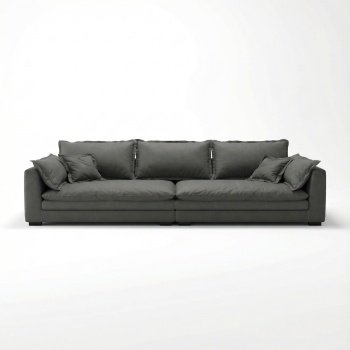 Canapea Alyma, gri inchis, topper si material tehnologic anti pata, Homedit