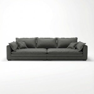 Canapea Alyma, gri inchis, topper si material tehnologic anti pata, Homedit