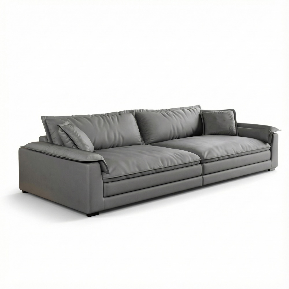 Canapea Alyma, gri deschis, topper si material tehnologic anti pata, Homedit