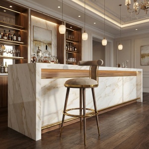 Scaun de bar otel galvanizat Brew beige, inaltime sezut 75 cm, Homedit