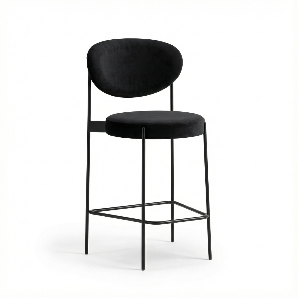 Scaun de bar 120 cm catifea neagra Loft, Homedit
