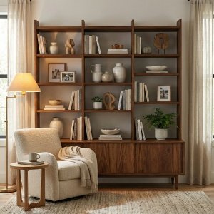 biblioteca lemn 180 x 30 x 180 cm yaris, homedit