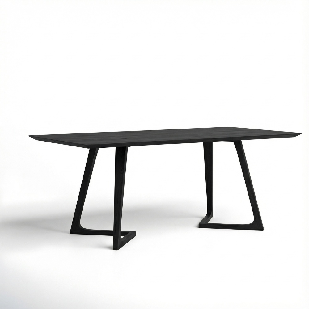 Masa dinning lemn masiv Twist,negru 140 x 70 x 75 cm, Homedit