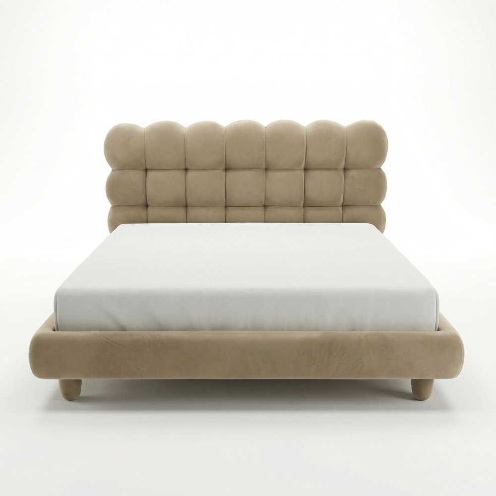 Pat cu somiera, lemn masiv si catifea 180 x 200 cm, pat  Mira Homedit