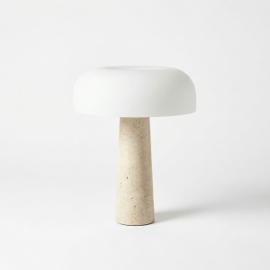 lampa 32 cm x 40 cm piatra naturala si sticla opaca lumora, homedit