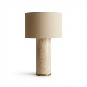 lampa 50 cm h, travertin si abajur textil, Alona, homedit