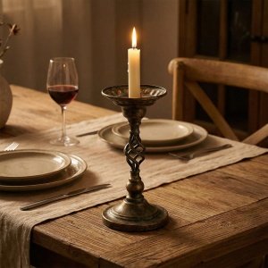 Sfeșnic decorativ din fier, 16,5 x 16,5 x 38,5 cm  Bry, homedit