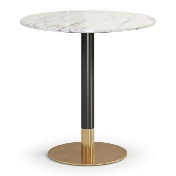 Masa cafenea 80 x 75 cm Marble Brushed gold, auriu periat si piatra Homedit