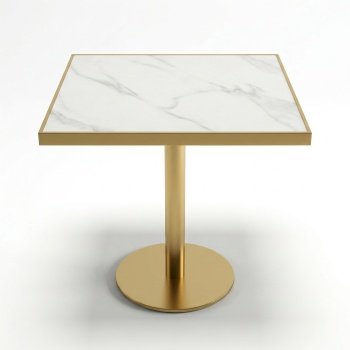 Masa cafenea Stilo, 70 x 75 cm, Auriu periat si piatra, Homedit