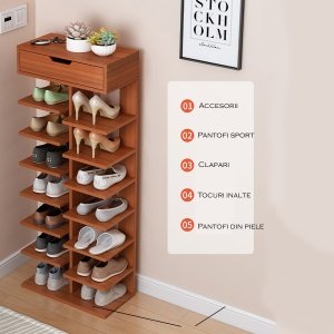 Organizator maro 111 cm x 22 cm x 40  cm din pal pentru pantofi, pantofar, raft pantofi, Homedit