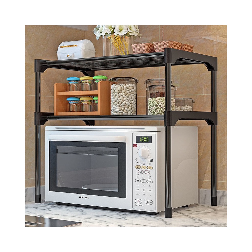 Raft multifunctional cu 2 etajere birou, baie, bucatarie, negru