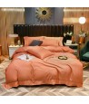 Lenjerie pat din bumbac satinat portocaliu Dream House Lux, 2 persoane, 4 piese, Homedit
