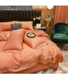 Lenjerie pat din bumbac satinat portocaliu Dream House Lux, 2 persoane, 4 piese, Homedit