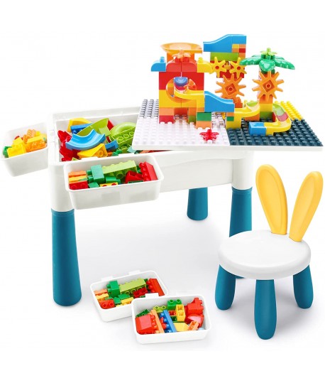 Set masuta tip lego+ 1 scaunel pentru copii, masa activitati copii Homedit