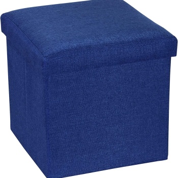 Taburet bleumarin 2 in 1, cutie depozitare, taburet pliabil, Homedit