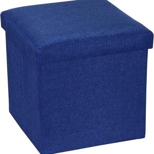 Taburet bleumarin 2 in 1, cutie depozitare, taburet pliabil, Homedit